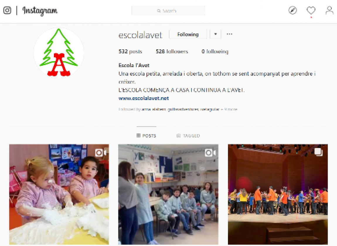 Fotos i vídeos de les activitats a l’escola.
